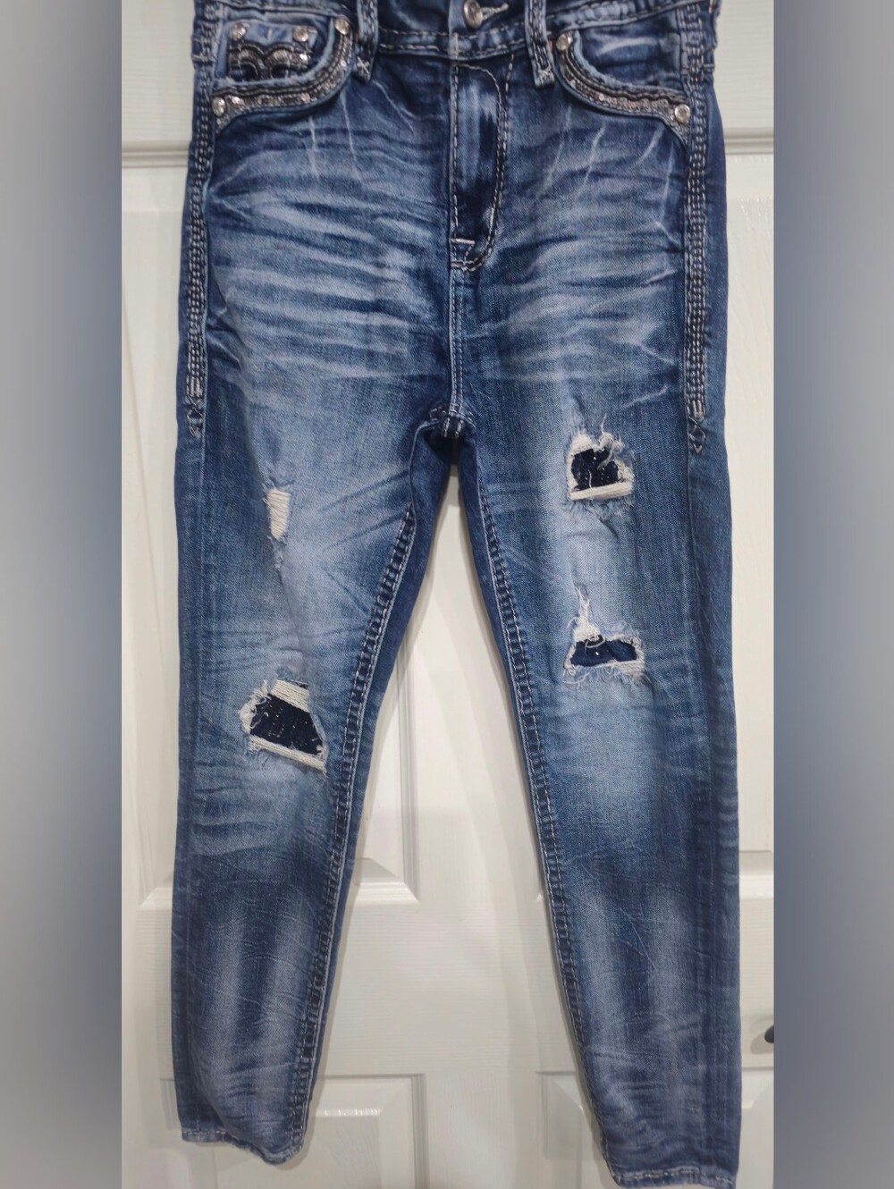 Rock Revival Women's Distressed Medium Blue Skinny Jeans